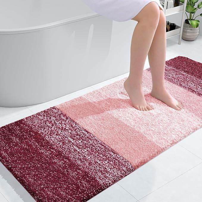 OLANLY Bathroom Runner Rugs 54x24, Extra Soft Absorbent Microfiber Bath Rugs, Rubber Backing, Quick Dry, Machine Washable Bath Mats for Bathroom Floor, Tub and Shower, Home Decor Accessories, Red - ModernBath