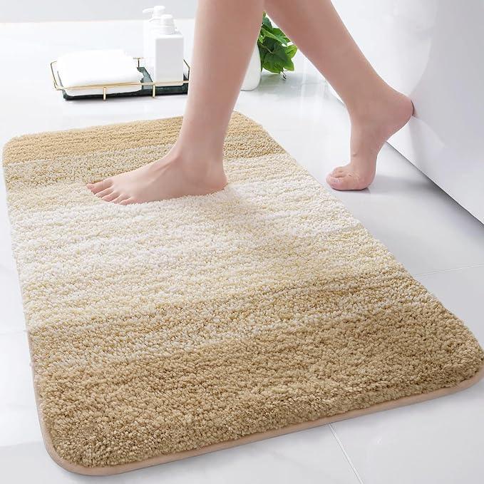 Arotive Microfiber Bathroom Rugs, Shaggy Soft and Absorbent Bath Rug, Non-Slip, Thick Plush Machine Washable Dry Bath Mats for Bathroom, Tub and Shower, 24x16, Camel, Rectangular - ModernBath