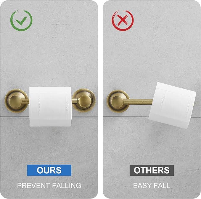 RUMOSE Toilet Paper Holder and Hand Towel Ring Antique Brass Wall Mount Bathroom Hardware Accessories 2 PCS Set Flexible Pivoting Toilet Tissue Roll Holder and Towel Hanger, Stainless Steel - ModernBath