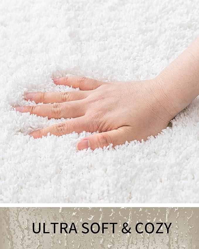 Ruggnovea Bathroom Rugs Non Slip Washable 70x24, Ultra Soft Thick Shaggy Absorbent Bath Mats, High Density Foam Latex Non Slip Backing Bath Rugs, Microfiber Bath Mats for Bathroom Floor&Sink,White - ModernBath