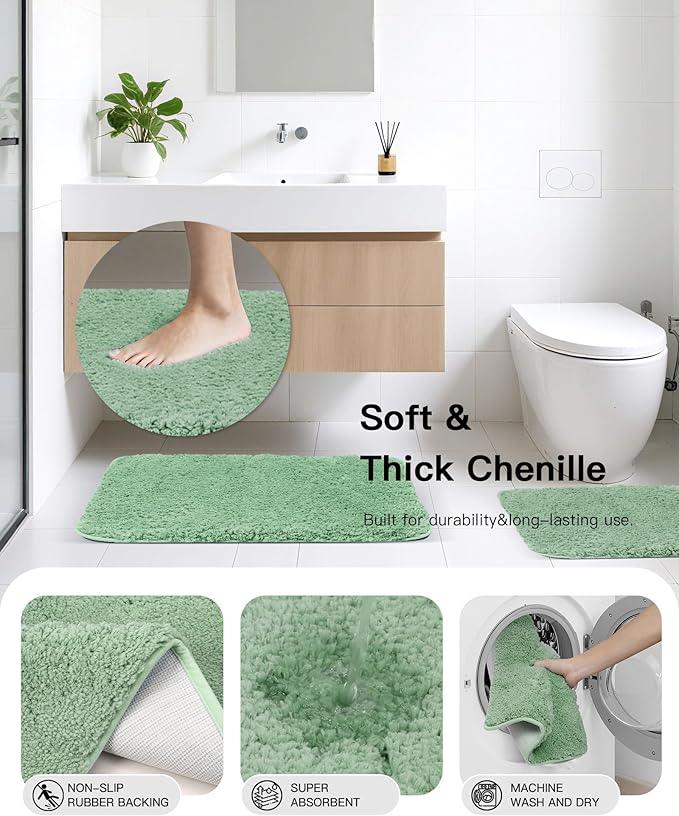 Bathroom Accessories Set,Green Bathroom Set,24 Pieces Bathroom Accessory Set with Shower Curtain,Trash Can for Bathroom Accessories Décor and Home Gifts - ModernBath