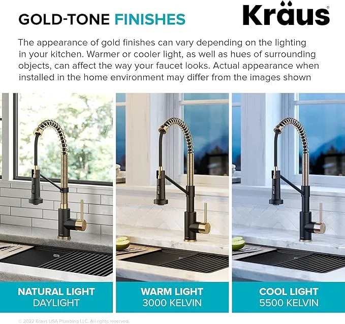 KRAUS Bolden Commercial Style 2-Function Single Handle Pull Down Kitchen Faucet in Brushed Brass/Matte Black, KPF-1610BBMB - ModernBath