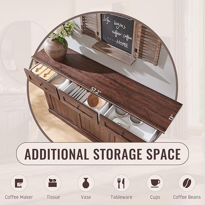 Triple Tilt Out Laundry Hamper Cabinet, 20 Gallon Farmhouse Trash Can Cabinet w/Drawer & Adjustable Shelf, Hidden Garbage Can Bin Cabinets w/Laundry Basket for Bathroom, Kitchen (Brown) - ModernBath
