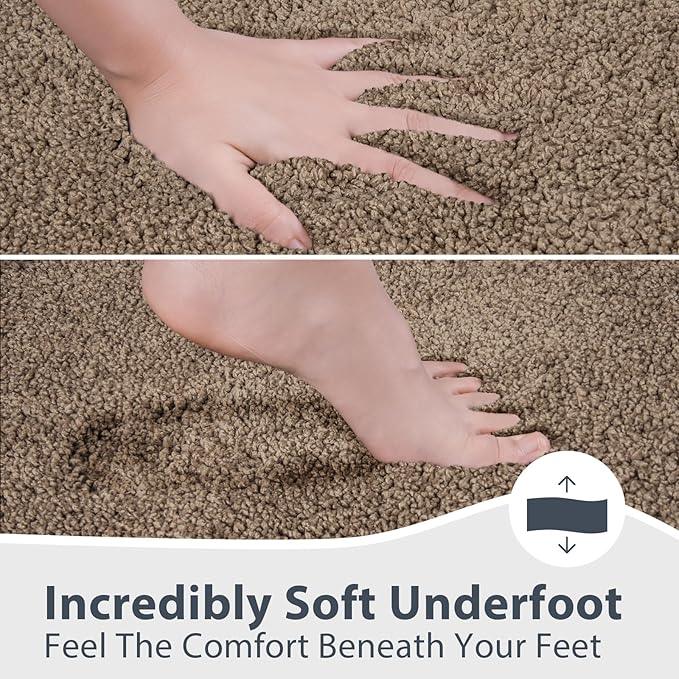 anllugs Bathroom Rugs 24" x 36", Non-Slip Extra Soft Absorbent Bath Rugs, Machine Washable Quick Dry Bath Mats for Bathroom Floor, Shower, Bathtub and Sink, Grayish Brown & Coffee - ModernBath