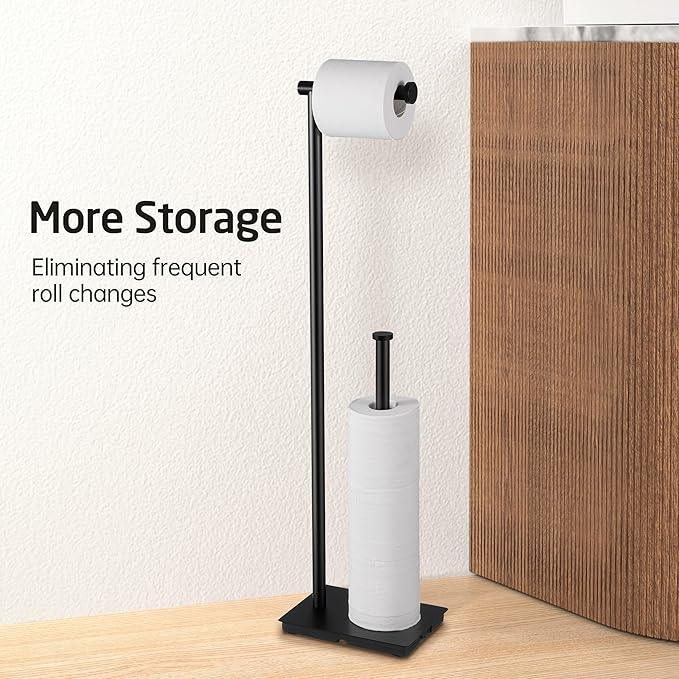 KES Freestanding Toilet Paper Holder with Reserve for Bathroom with Weighted Base, Modern Tissue Roll Holder Stand 29" H, SUS304 Stainless Steel Rustproof Matte Black, BPH286S1B-BK - ModernBath