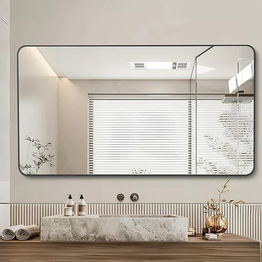 DESBING 36" x 48"Bathroom Mirror, Matte Black Wall Mirror with Metal Frame, Decorative Rectangular Vanity Mirror for Bedroom Bathroom Living Room Entryway (Horizontal/Vertical) - ModernBath