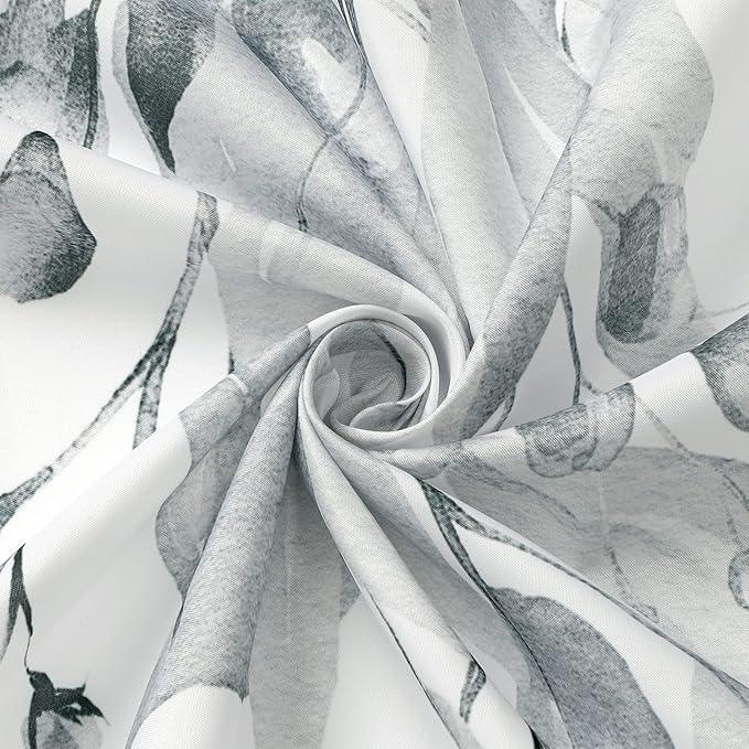 Gibelle Grey Eucalyptus Shower Curtain, Watercolor Plant Leaves with Floral Bathroom Shower Curtain Set, Gray White, 72x72 - ModernBath
