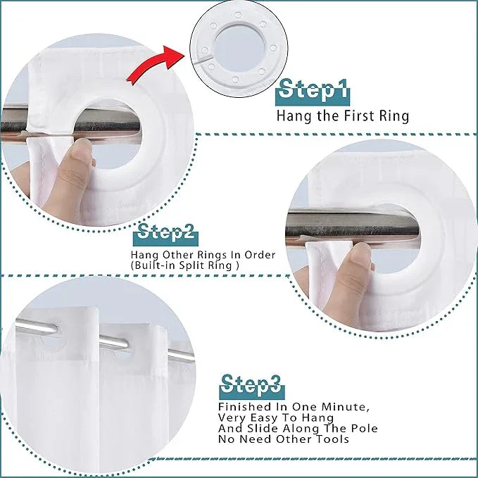 Conbo Mio No Hook Shower Curtain with Snap in Liner Set, Hotel Luxury White Shower Curtains for Bathroom with See Through Top Window, Waterproof, Washable 71W x 74H - ModernBath