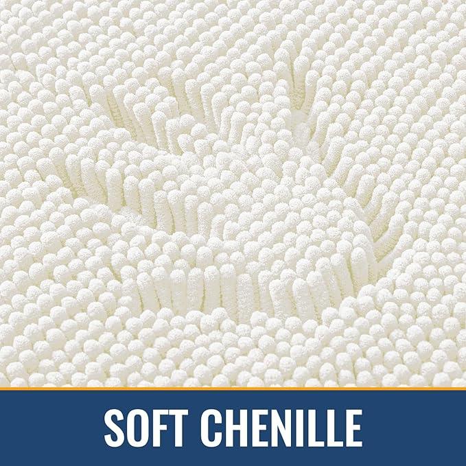 Arotive Bathroom Rugs 36x24, Extra Soft Absorbent Shaggy Chenille Bath Rugs, Machine Washable Rubber Backing Non-Slip Bath Mats for Bathroom Floor Tub and Shower, Home Decor Accessories, Ivory - ModernBath