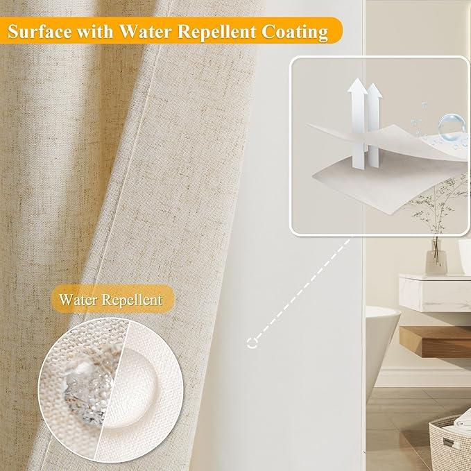 Jowels No Hooks Shower Curtain with Snap-in Fabric Liner Set, Hotel Luxury Decor Shower Curtains for Bathroom with See Through Top Window, Waterproof & Washable, 72Wx75H, Cream - ModernBath