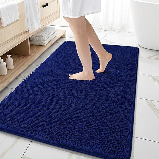 OLANLY Bathroom Rugs 59x35, Extra Soft Absorbent Chenille Bath Rugs, Rubber Backing Quick Dry, Machine Washable Bath Mats for Bathroom Floor, Tub and Shower, Home Decor Accessories, Navy - ModernBath