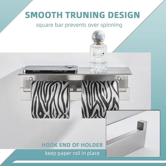 Angle Simple Bathroom Toilet Paper Holder, SUS 304 Stainless Steel Toilet Tissue Roll Holder with Storage Shelf, Wall Mount - ModernBath