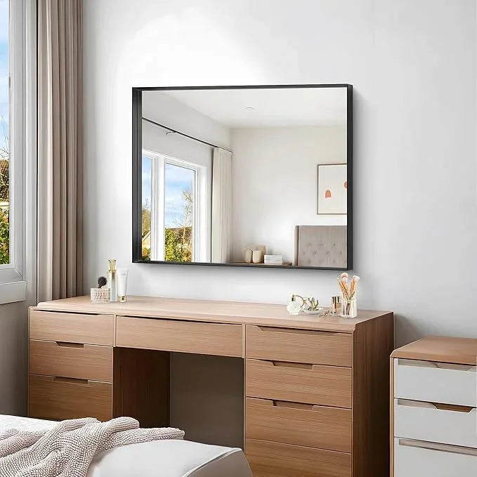 Black Bathroom Mirror, 30x36 Inch Rectangular Framed Mirror, Large Wall Mounted Bathroom Vanity Mirror Over Sink for Bedroom,Restroom, Living Room, Hangs Vertically or Horizontally - ModernBath
