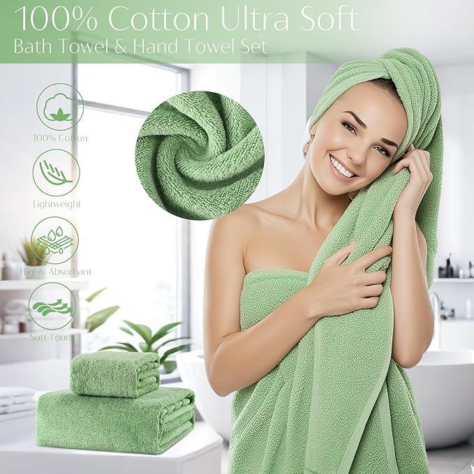 WSBArt 32PCS Bathroom Accessories Set Bathroom Set,Green Shower Curtain Set,Bath Towel Set,Hand Towel,Toilet Brush,Trash Can & 3PCS Soap Dispenser - ModernBath