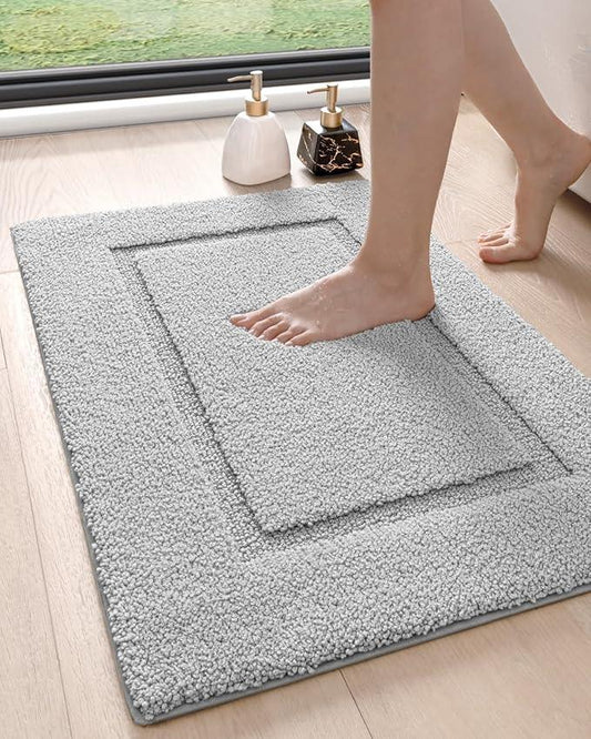 DEXI Bathroom Rugs 36x24, Washable Non Slip Bath Mat for Shower Floor, Absorbent Quick Dry Bathmat with Rubber Backing, Ultra Soft Plush Carpet for Tub, Light Grey - ModernBath