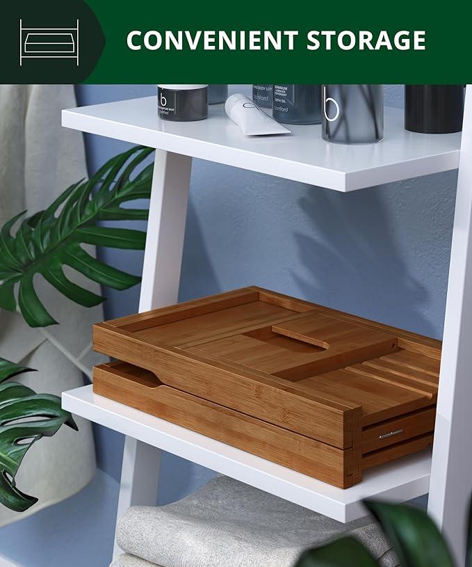 ROYAL CRAFT WOOD Premium Foldable Bathtub Tray - Wood Bath Tray for Tub, Bamboo Shelf, Expandable Bath Table Trays, Bathtub & Bathroom Accessories for New Home Gifts for Mom - ModernBath