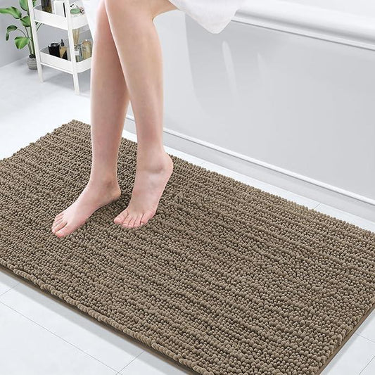 Arotive Luxury Chenille Bathroom Rug Mat, Extra Soft Thick Absorbent Shaggy Bath Rugs, Non-Slip Machine Wash Dry, Plush Bath Mats for Bathroom, Shower and Tub, 60x24, Camel - ModernBath