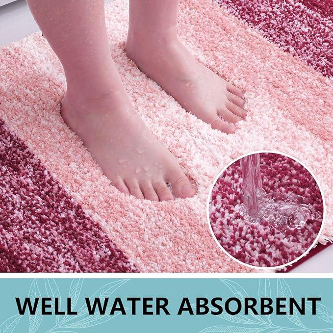 Arotive Microfiber Bathroom Rugs, Shaggy Soft and Absorbent Bath Rug, Non-Slip, Thick Plush Machine Washable Dry Bath Mats for Bathroom, Tub and Shower, 24x24, Burgundy, Round - ModernBath