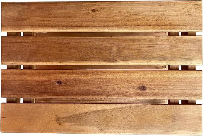 Zen 18" Acacia Solid Wood Waterproof Shower Bench, Stool, Seat, Seats, with Shelf- Easy Assembly - ModernBath