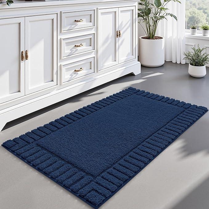 LUMI Bathroom Rugs Non Slip with Rubber Backing, Extra Soft Plush Microfiber Bath Rug Absorbent, Machine Washable Bath Mat Quick Dry for Tub, Shower, Hotel, Blue, 24"x43" - ModernBath