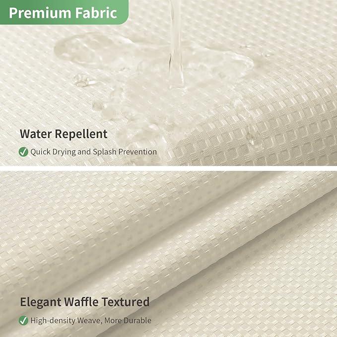 eachope Cream No Hook Shower Curtain with Snap-in Fabric Liner Set,Waffle Weave Shower Curtains for Bathroom,Hotel Luxury Decor Bathroom Curtain Set,Waterproof & Washable,71Wx74H - ModernBath