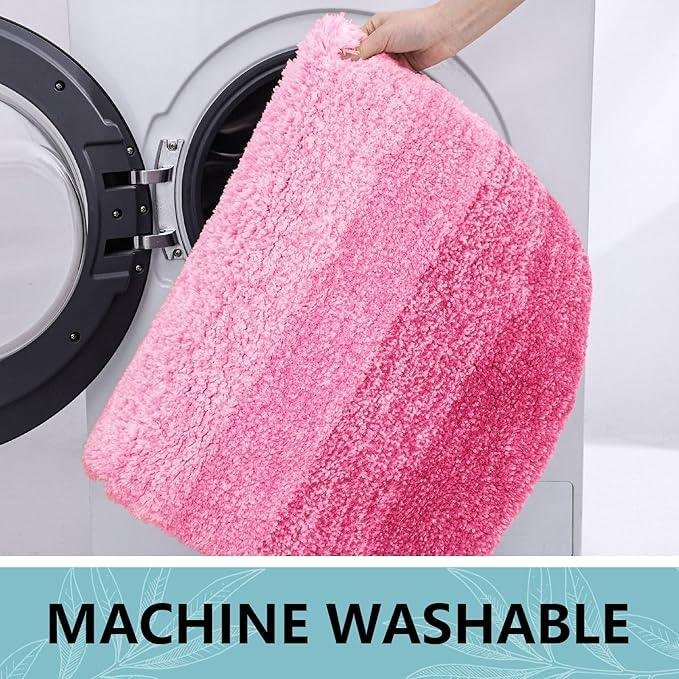 Arotive Microfiber Bathroom Rugs, Shaggy Soft and Absorbent Bath Rug, Non-Slip, Thick Plush Machine Washable Dry Bath Mats for Bathroom, Tub and Shower, 24x24, Pink, Round - ModernBath