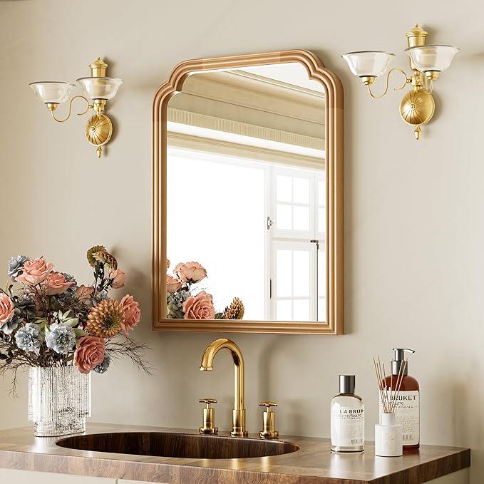 Ferytange Wood Frame Wall Mirror Decor for Small Bathroom Vanity Entryway, Living Room or Bedroom Home Decor - Light Woodgrain 18" x 24" Natural Color - ModernBath