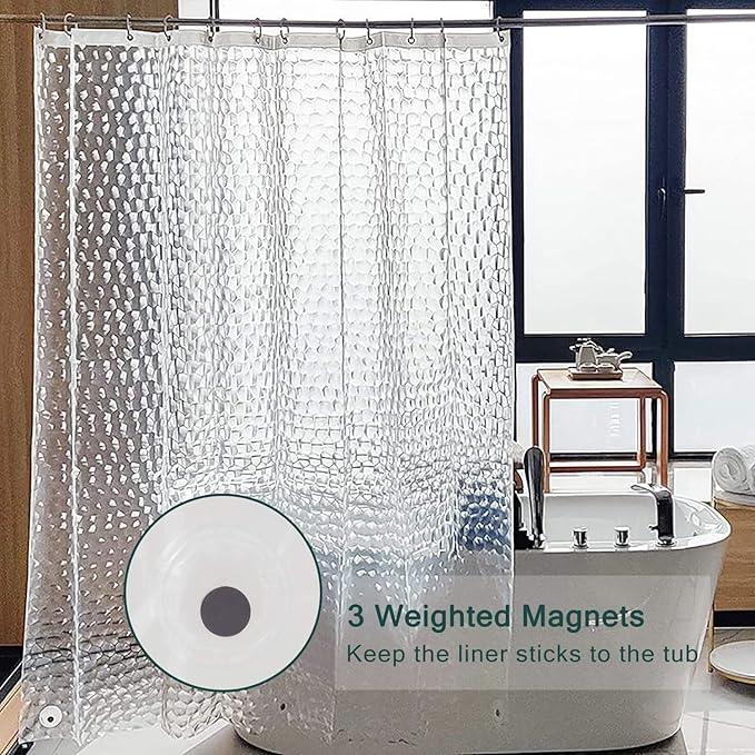 LQFMEHOT EVA Clear Shower Curtain Liner, 3D Water Cube 5G Shower Liners with 12 Rustproof Metal Grommets and Weighted Magnets, Waterproof Duty for Bathroom 72 x 72 - ModernBath