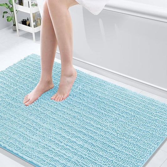 Arotive Luxury Chenille Bathroom Rug Mat, Extra Soft Thick Absorbent Shaggy Bath Rugs, Non-Slip Machine Wash Dry, Plush Bath Mats for Bathroom, Shower and Tub, 59x35, Blue - ModernBath