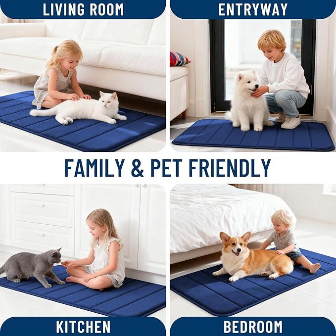 OLANLY Memory Foam Bath Mat 44x32, Super Soft Absorbent Bathroom Rugs, Quick Dry, Machine Washable Shower Floor Rugs, Bathmat Carpet, Bathroom Home Decor Accessories, Twilight Sapphire - ModernBath