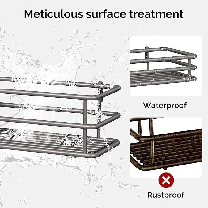 Orimade Over The Door Shower Caddy Adjustable 5 Tier Dark Grey,Bathroom Hanging Organizer Shelf Rustproof with 4 Hooks,Shower Basket with Soap Holder and Suction Cup - ModernBath