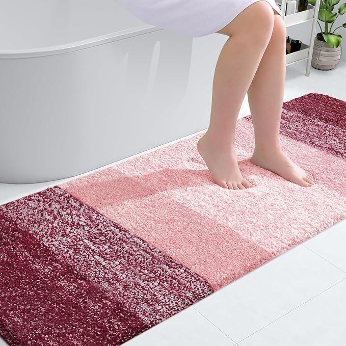 OLANLY Bathroom Runner Rugs 70x24, Extra Soft Absorbent Microfiber Bath Rugs, Rubber Backing, Quick Dry, Machine Washable Bath Mats for Bathroom Floor, Tub and Shower, Home Decor Accessories, Red - ModernBath