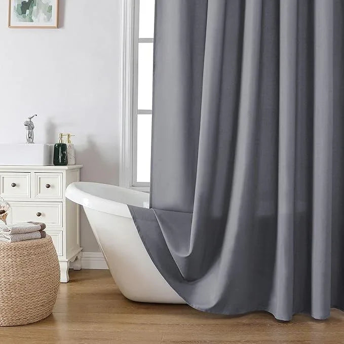 OVZME Zora Grey Shower Curtain for Bathroom, Fabric Shower Curtain - Soft Cloth & Hotel Spa Quality, Water Repellent Bath Curtain, Washable Shower Curtain Set with 12 Hooks, Grommet Top, 72Wx72L - ModernBath