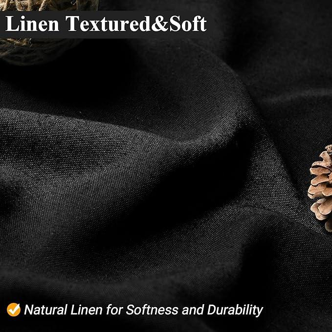 Naturoom Black Linen Shower Curtain Liner Neutral Weighted Cloth Fabric Textured Beige Farmhouse Rustic Burlap Country Style Shower Curtains for Bathroom,Black,72x78 Inches Length - ModernBath