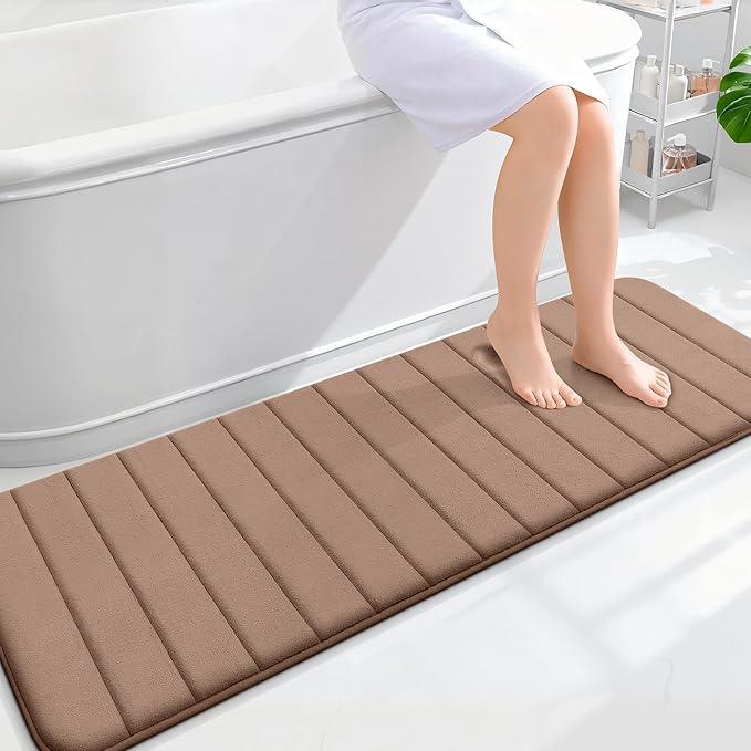 OLANLY Memory Foam Long Bathroom Rugs Runner 59x20, Super Soft Absorbent Bath Mat, Quick Dry, Machine Washable Shower Floor Rugs, Bathmat Carpet, Bathroom Home Decor Accessories, Mocha - ModernBath