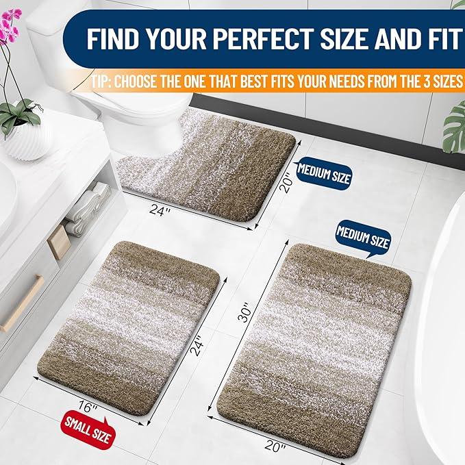 OLANLY Luxury Toilet Rugs U-Shaped 24x20, Extra Soft and Absorbent Microfiber Bathroom Rugs, Non-Slip Plush Shaggy Bath Mat, Machine Wash Dry, Contour Bathroom Mats for Toilet Base, Coffee - ModernBath