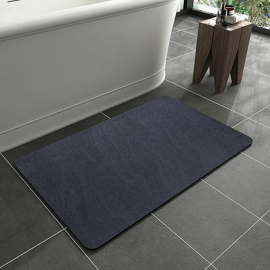 MontVoo -Bath Mat Rug-Rubber Backing Non Slip Quick Dry Absorbent Thin Bathroom Rugs Fit Under Door-Faux Suede Surface Bathroom Floor Mats-Shower Rug for in Front of Bathtub Shower Navy 20"x32" - ModernBath