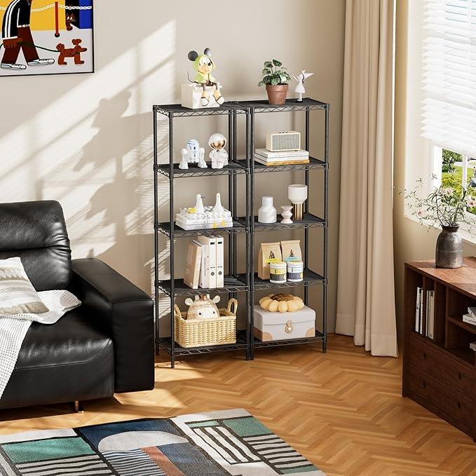 SINGAYE Metal Shelves Wire Shelving：Storage Rack Standing Units Shelf for Kitchen Laundry Bathroom Closet Organizers Pantry Narrow Mesh Adjustable 10" D x 16" W x 55" H Black | Shelf, Adjustable, Rack, for Kitchen, for Closet, for Laundry - ModernBath