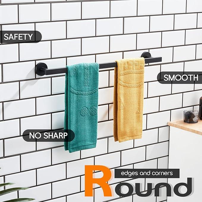 24 Inch Bathroom Towel Racks Bath Towel Bars Kitchen Towel Holder Towel Rails Wall Mounted SUS304 Stainless Steel Matte Black AN4001MB-L24 - ModernBath