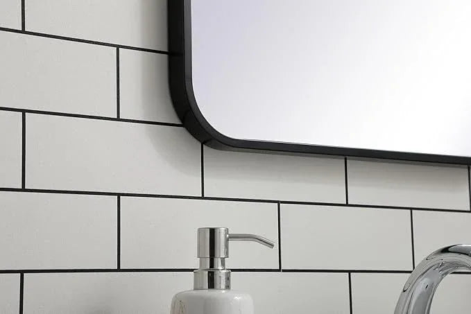 ARS Concepts Aura, Soft Corner Metal Rectangular Mirror 18X30 Inch in, Modern, Black - ModernBath