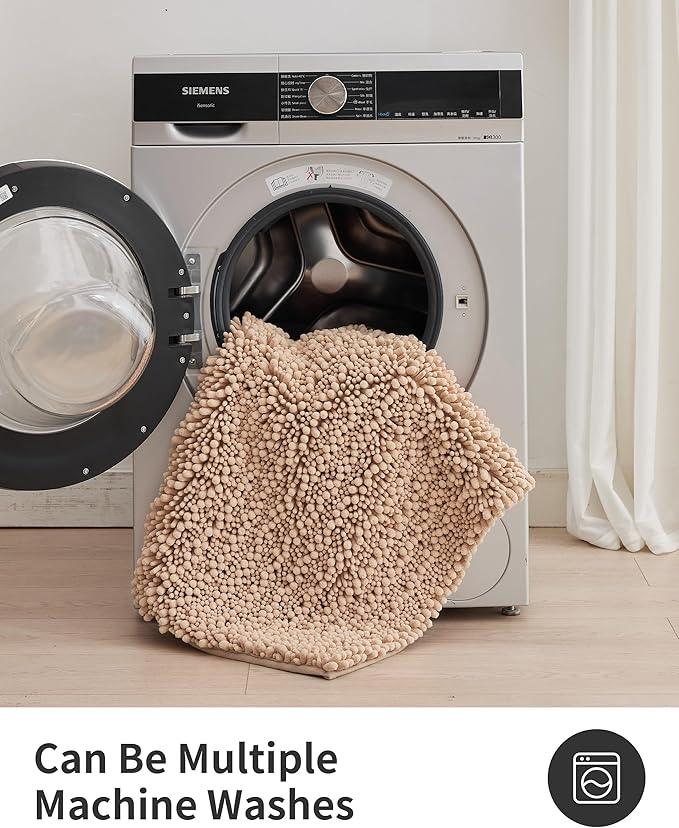 ILANGO Bathroom Rugs Beige 60x24,Extra Soft Absorbent Chenille Bath Rugs,Thick Non-Slip Shaggy Bath Mat,Machine Washable Quick Dry Bath Mats for Bathroom Runner Floor, Tub, Shower Accessories - ModernBath