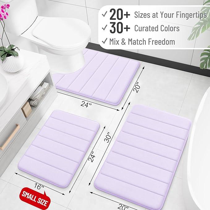 OLANLY Memory Foam Long Bathroom Rugs Runner 59x24, Super Soft Absorbent Bath Mat, Quick Dry, Machine Washable Shower Floor Rugs, Bathmat Carpet, Bathroom Home Decor Accessories, Lavender - ModernBath
