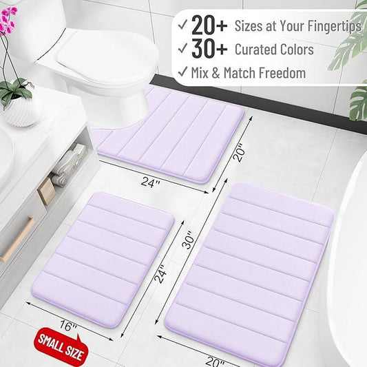 OLANLY Memory Foam Bath Mat 59x35, Super Soft Absorbent Bathroom Rugs, Quick Dry, Machine Washable Shower Floor Rugs, Bathmat Carpet, Bathroom Home Decor Accessories, Lavender - ModernBath