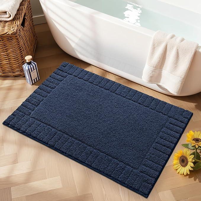 LUMI Bathroom Rugs Non Slip with Rubber Backing, Extra Soft Plush Microfiber Bath Rug Absorbent, Machine Washable Bath Mat Quick Dry for Tub, Shower, Hotel, Blue, 16" x 24" - ModernBath