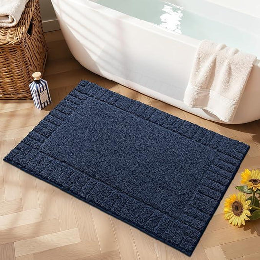 LUMI Bathroom Rugs Non Slip with Rubber Backing, Extra Soft Plush Microfiber Bath Rug Absorbent, Machine Washable Bath Mat Quick Dry for Tub, Shower, Hotel, Blue, 16" x 24" - ModernBath
