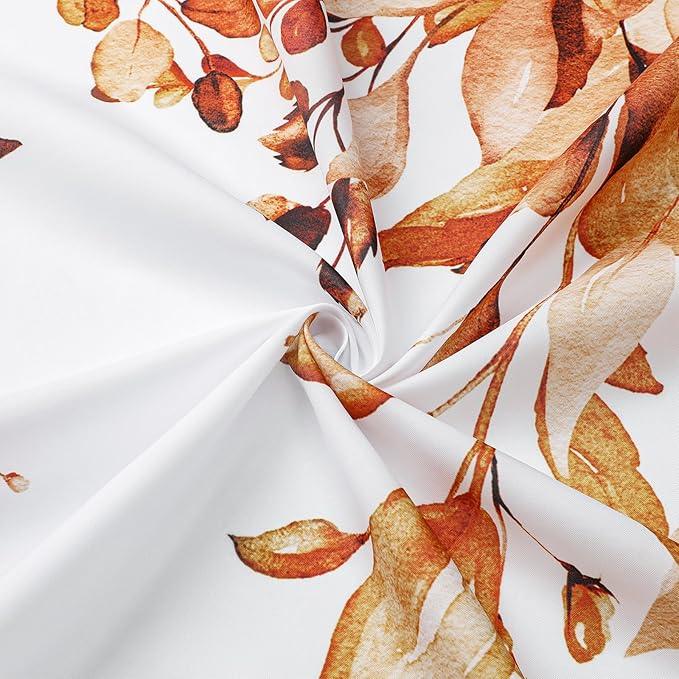 Gibelle Orange Eucalyptus Shower Curtain, Fall Watercolor Plant Leaves with Floral Bathroom Shower Curtain Set, 72x72 - ModernBath