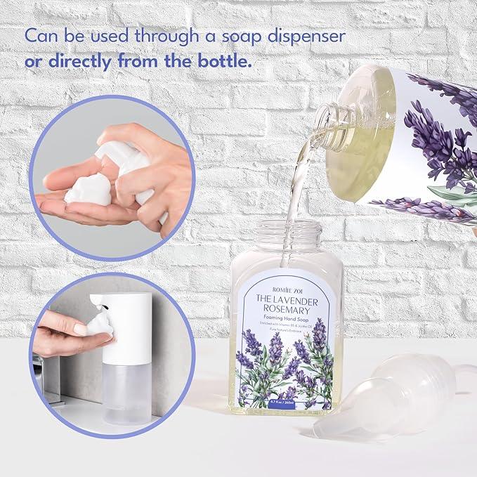 ROMIIE ZOI Foaming Hand Soap Refill Gift Set-3 Pack with Dispenser, Cruelty-Free and Biodegradable Formula, Moisturizing with Essential Oil for Sensitive Skin,Lavender Rosemary Scent,(33.8 Fl Oz x 3) - ModernBath