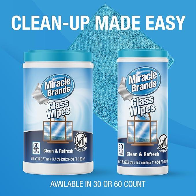 MiracleWipes for Glass, Disposable and Streak Free Cleaning Wipes for Mirrors, Windows, Kitchen, Home, and Auto- 30 Count - ModernBath