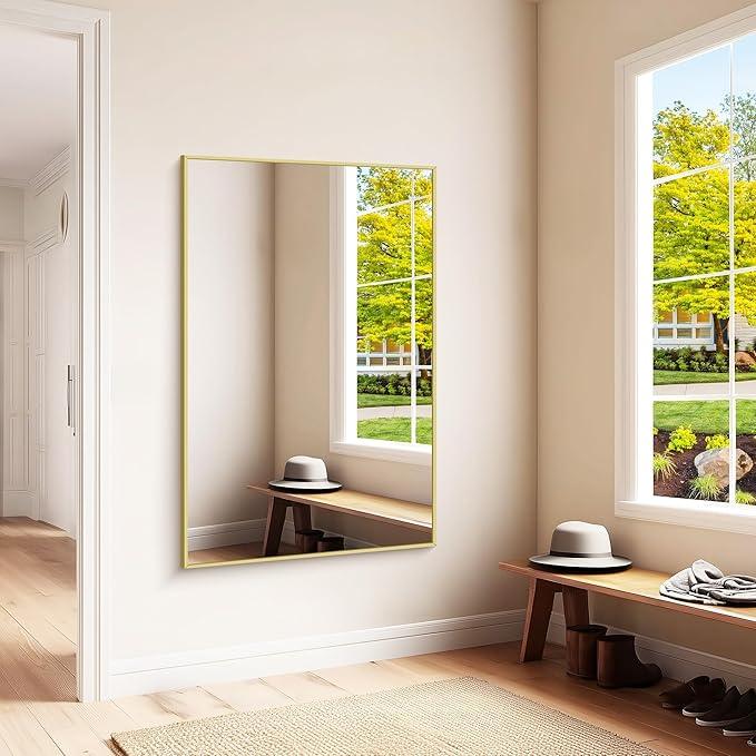 KOCUUY Large Gold Bathroom Mirror, 55x36 inch Rectangular Mirror for Bathroom Sink, Oversized Wall Mirror with Metal Gold Frame for Living Room, Farmhouse, Entryway, Hang Horizontal/Vertical - ModernBath
