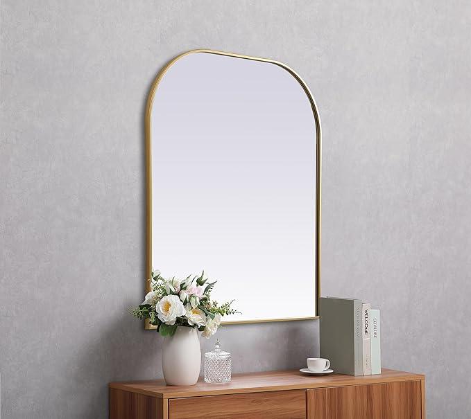 Illuminate, Metal Frame Arch Mirror 36X42 Inch in, Modern, Brass - ModernBath